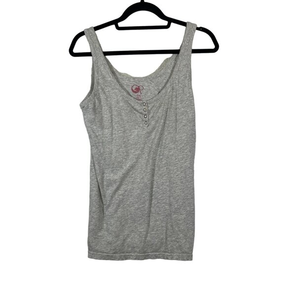 Ocean Pacific Gray Sleeveless Tank Top XL Henley Style Scoop Neck Button Details - Picture 1 of 3